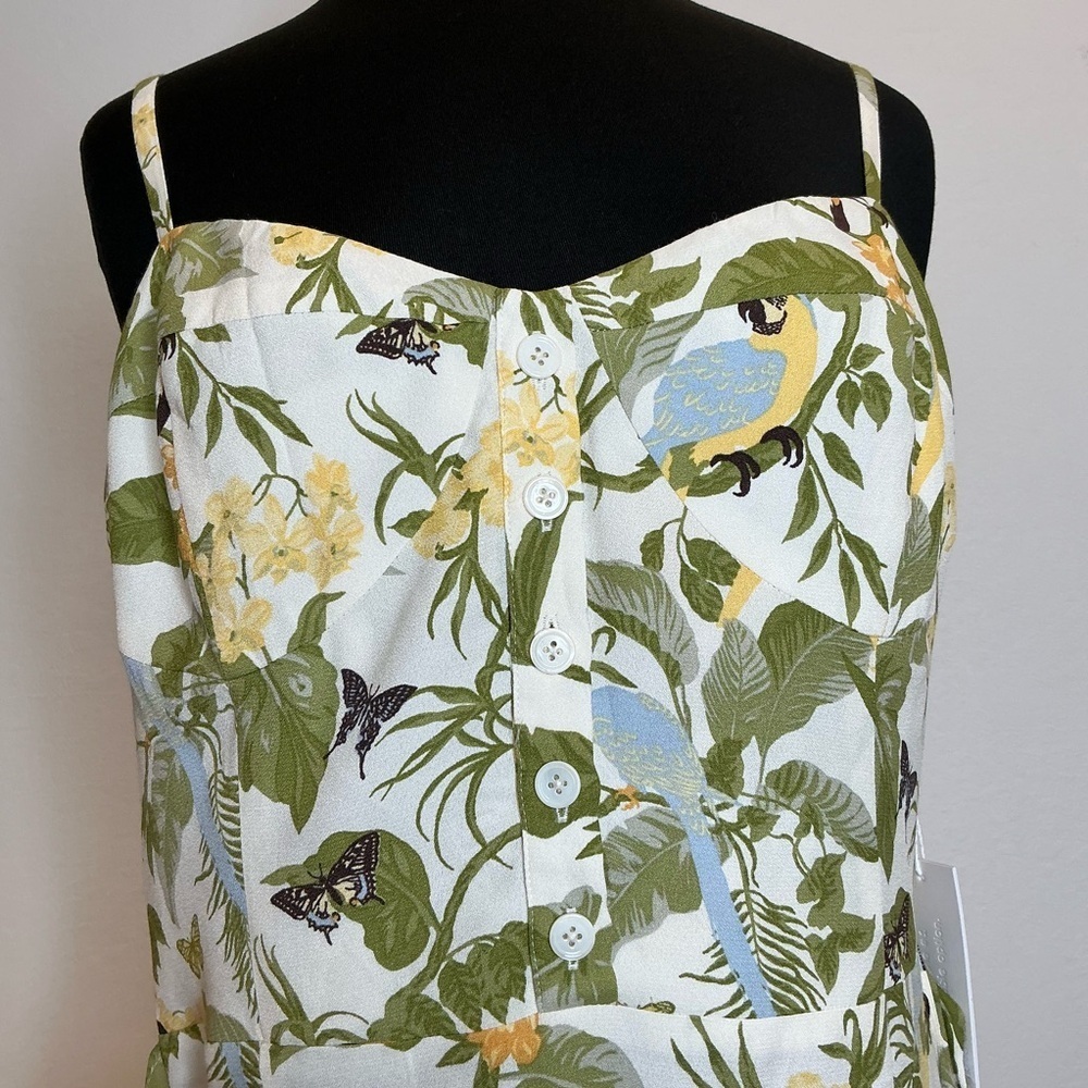 Reformation Rianne Tropics  Toucan Bird and Leaves Print Wrap Dress Size 12 - Picture 7 of 16